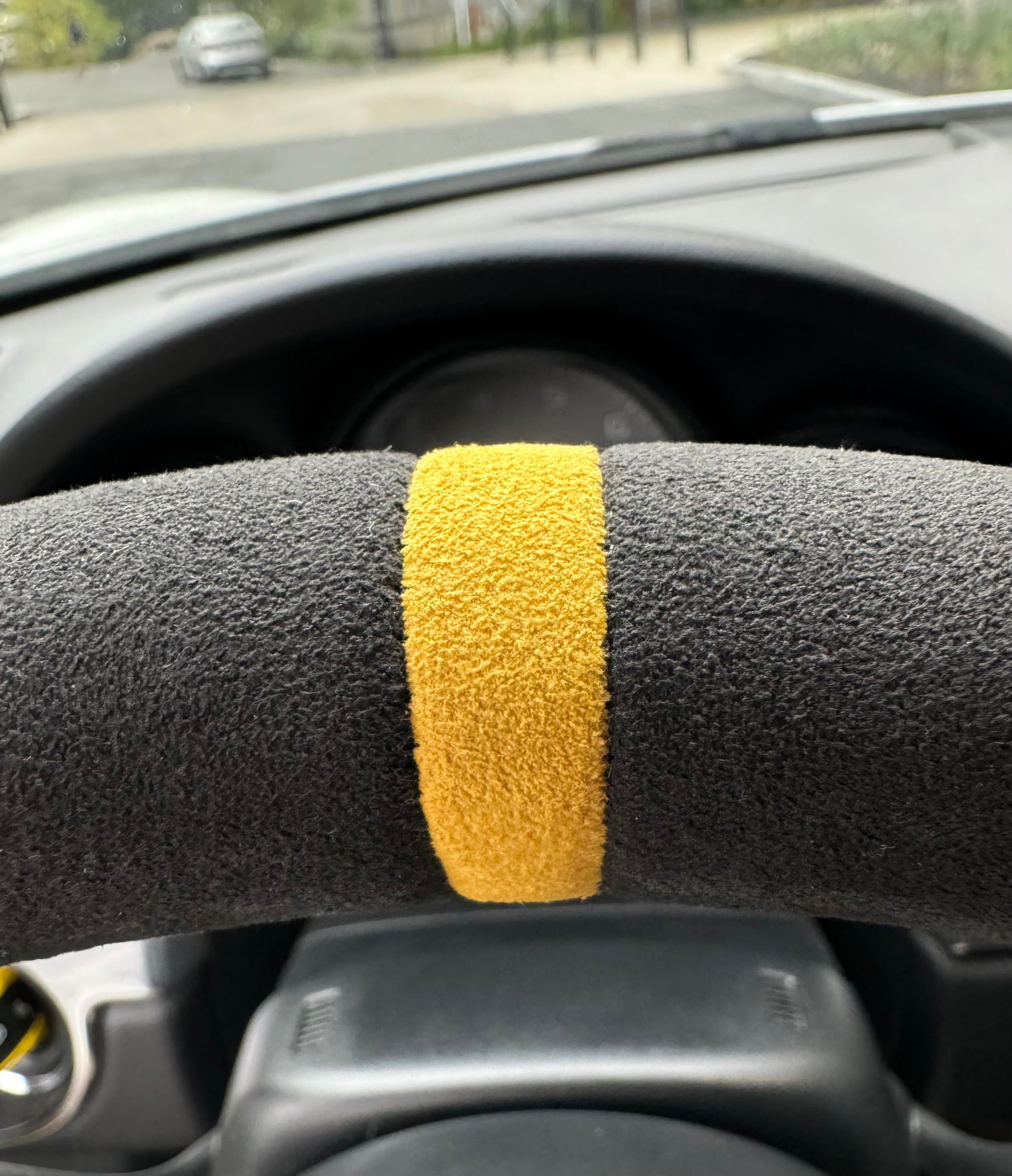 Porsche Full Aftermarket Alcantara steering wheel in yellow stitching