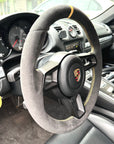 Porsche Full Aftermarket Alcantara steering wheel in yellow stitching