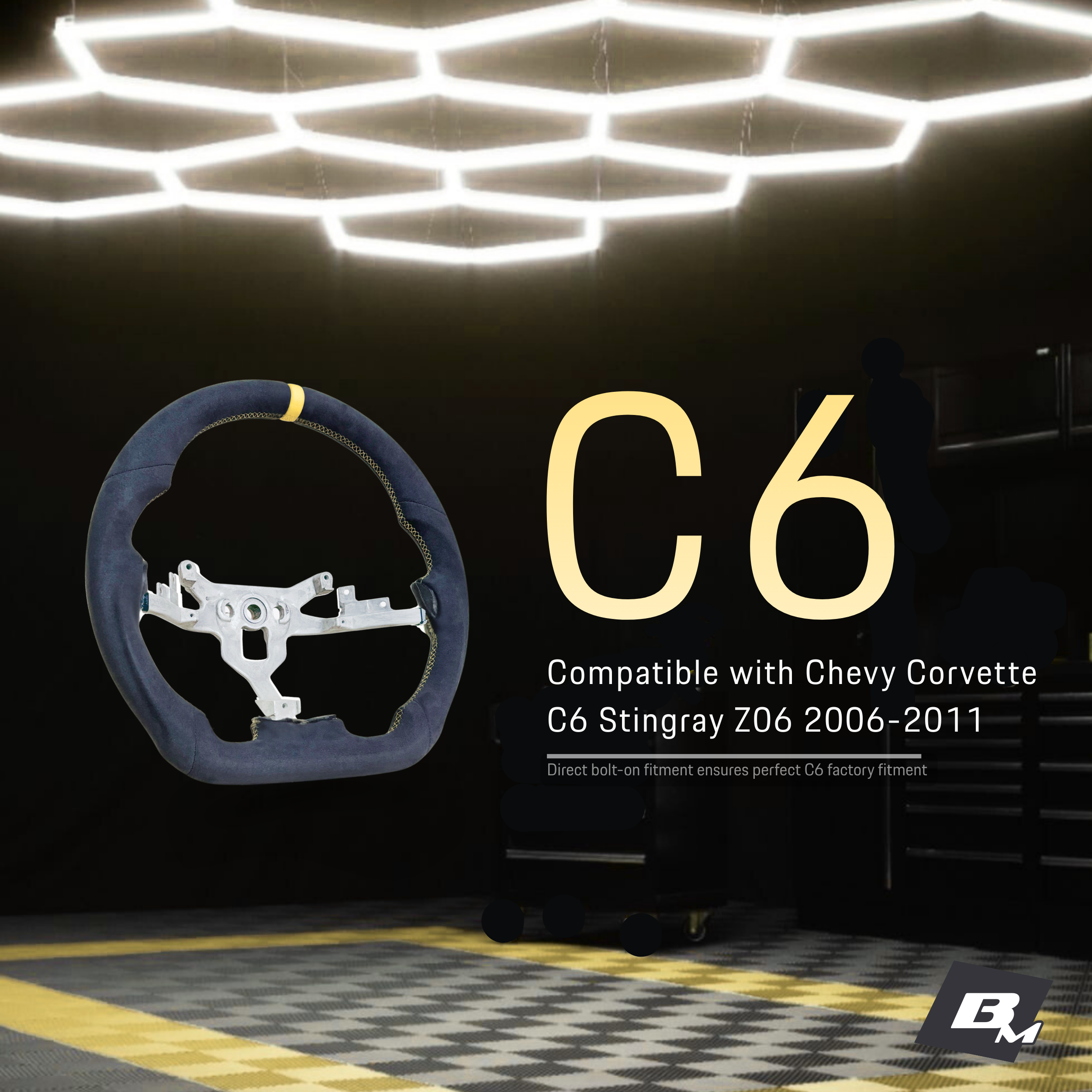 Corvette C6 2006–2011 Alcantara Steering Wheel, D-Shape