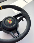 Porsche Full Aftermarket Alcantara steering wheel in yellow stitching