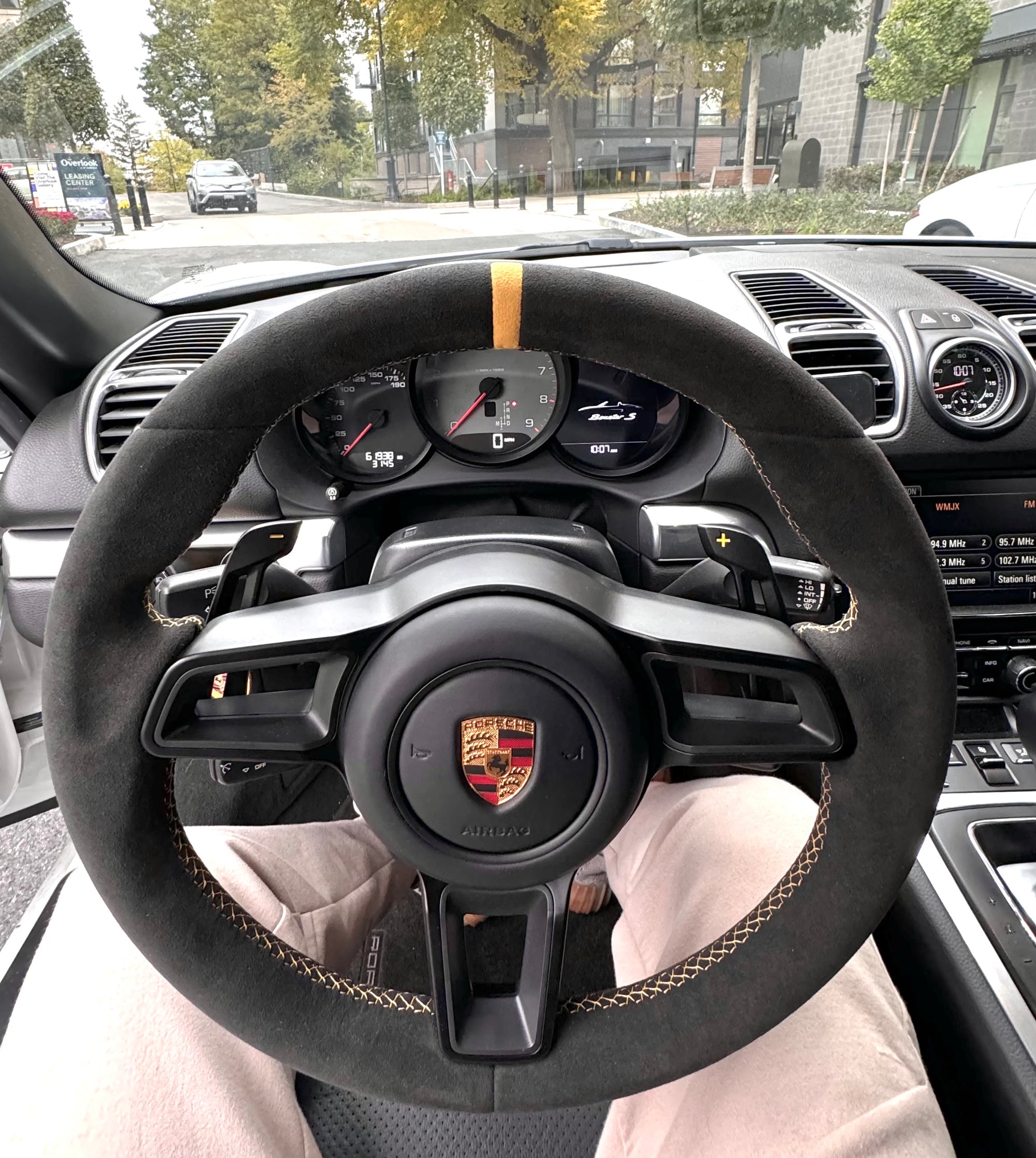 Porsche Full Aftermarket Alcantara steering wheel in yellow stitching