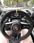 Porsche Full Aftermarket Alcantara steering wheel in yellow stitching